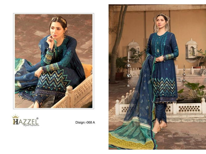 M Print 068 By Hazzel Ab Cotton Dupatta Pakistani Suits Wholesale Market In Surat